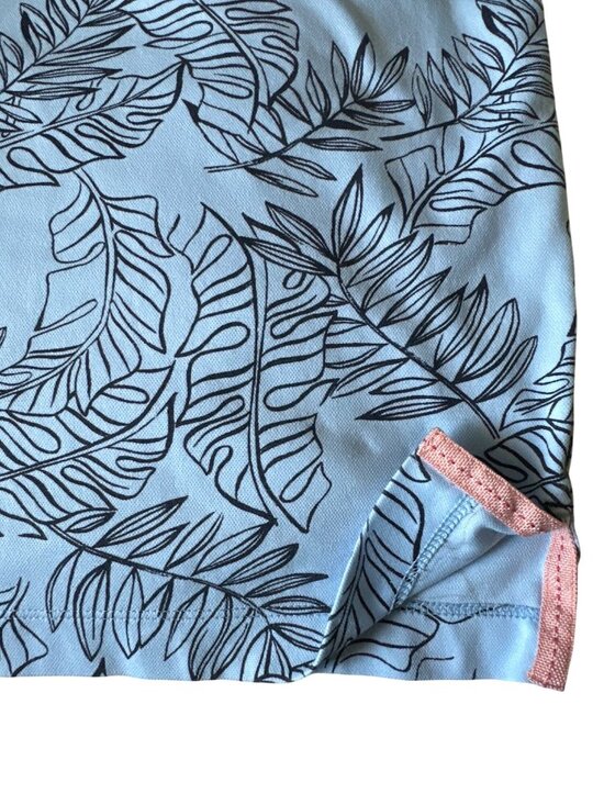 Caribbean Mens Light Blue Half-Zip Pullover With Black Leaf Print Size L - Picture 5 of 5